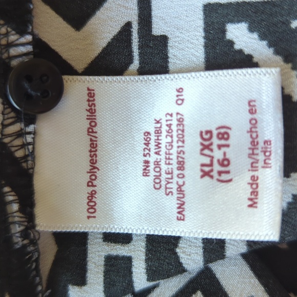 Faded Glory High Low Sleeveless Top XL Black White Pattern - Picture 3 of 14